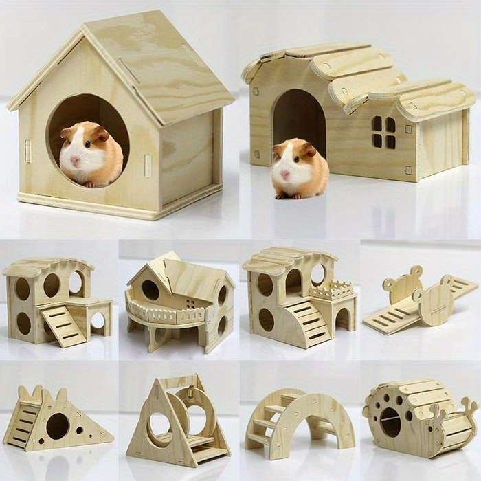Pet Supplies Color Wooden Hawaiian Villa