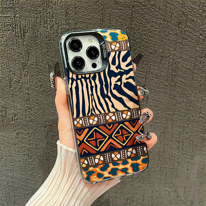 1Pc White For iPhone 15 Pro Max African Tribal Pattern Phone Case