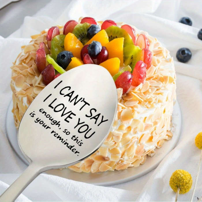 1pc 2.54 cmI Can't Say I Love You  Engraved Stainless Steel Spoon Ideal for Coffee Espresso
