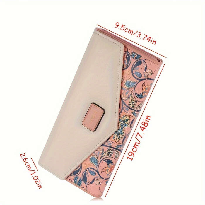1pc Women's Three-Fold WalletModern Floral Print with Snap Closure Multi-Compartment Card H