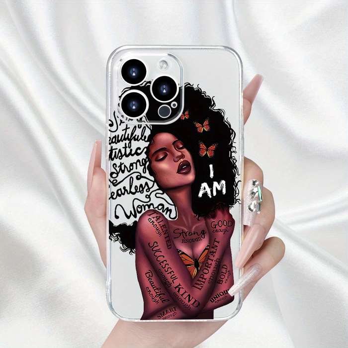 1Pc Transparent For iPhone 11 Pro African Girl Phone Case