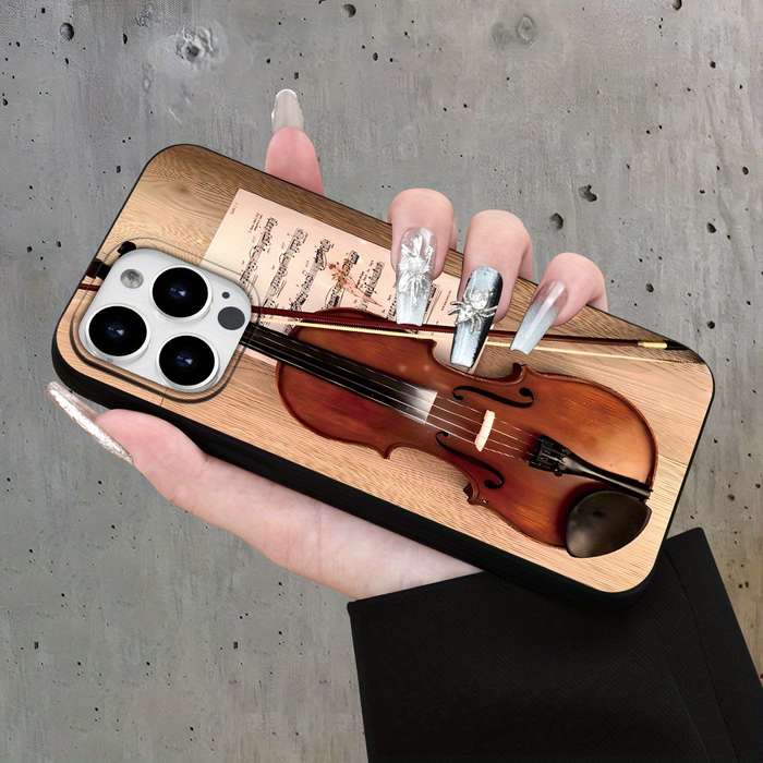 1Pc Black For iPhone 7 8 Violin Sheet Music Pattern Phone Case