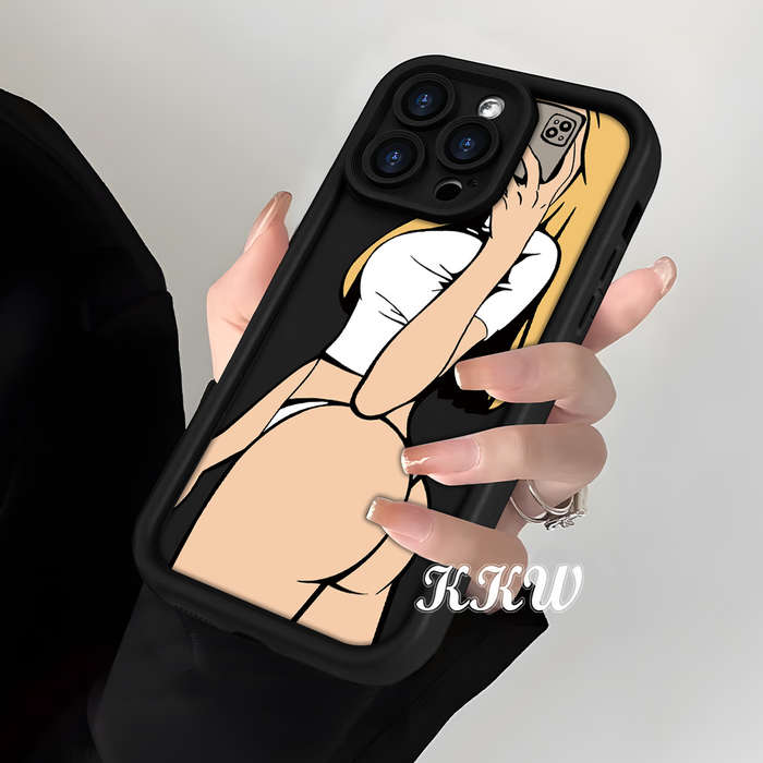 1Pc Black For iPhone 13 Pro Max Beauty Back View Hip Phone Case