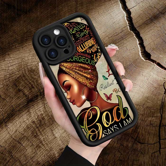 1Pc Black For iPhone 15 Plus African Girl Phone Case