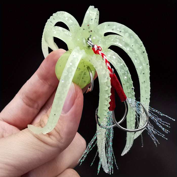 1pc Octopus-Shaped Fishing Lure with Dual Hooks Lead-Weighted Silicone Soft Bait for Trolling S