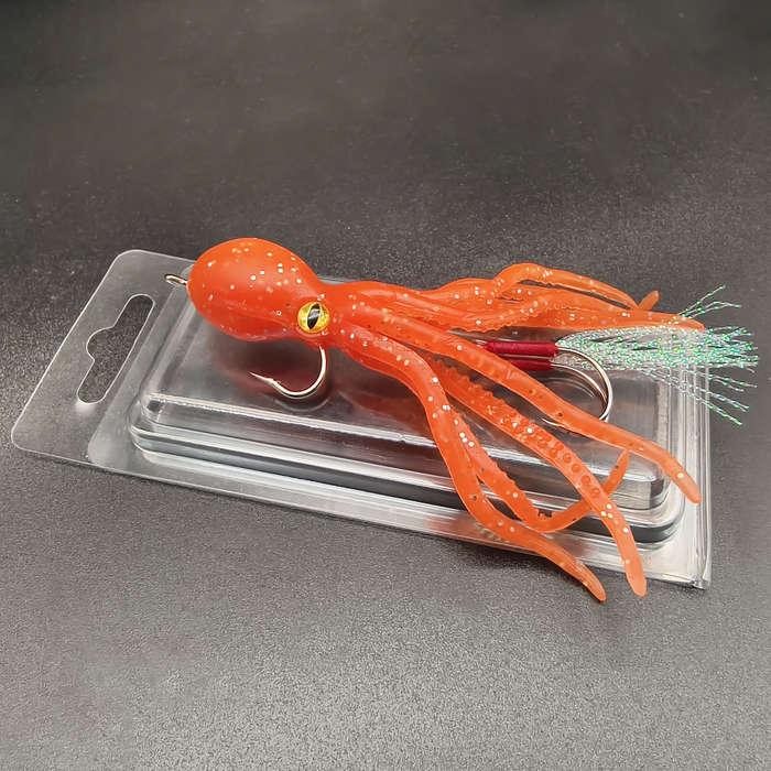 1pc Octopus-Shaped Fishing Lure with Dual Hooks Lead-Weighted Silicone Soft Bait for Trolling S