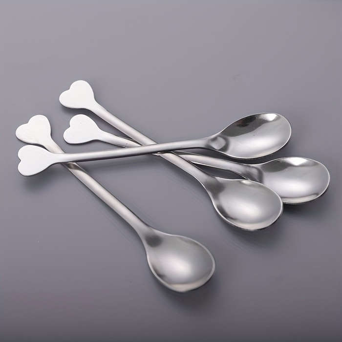 4pcs Spoons with Heart-Shaped Handles Perfect for Coffee Tea Soup and More