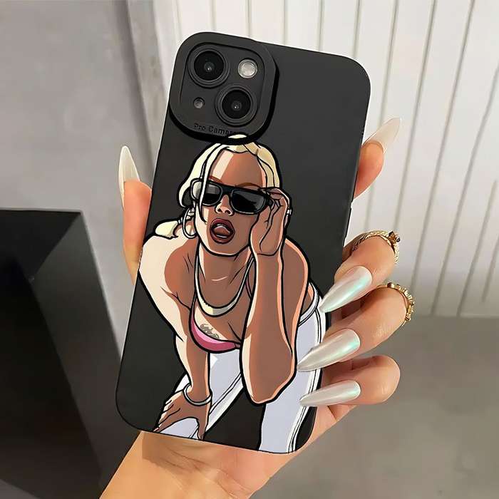 1Pc Mixed Color  For iPhone 7 8 SE2 SE3 Glasses Girl Pattern Phone Case