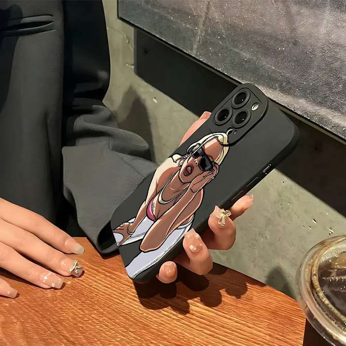 1Pc Mixed Color  For iPhone 7 8 SE2 SE3 Glasses Girl Pattern Phone Case
