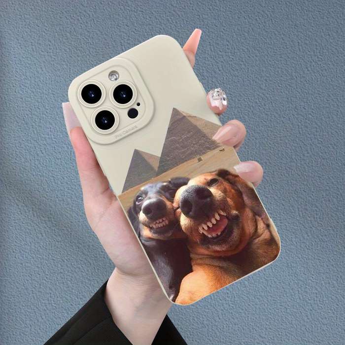1Pc Ivory White For iPhone 13 Dog Selfie Phone Case