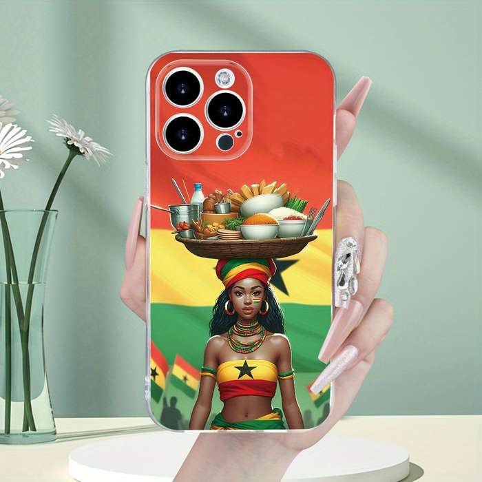 1Pc Transparent For iPhone 15 Plus Beautiful African Girl Phone Case