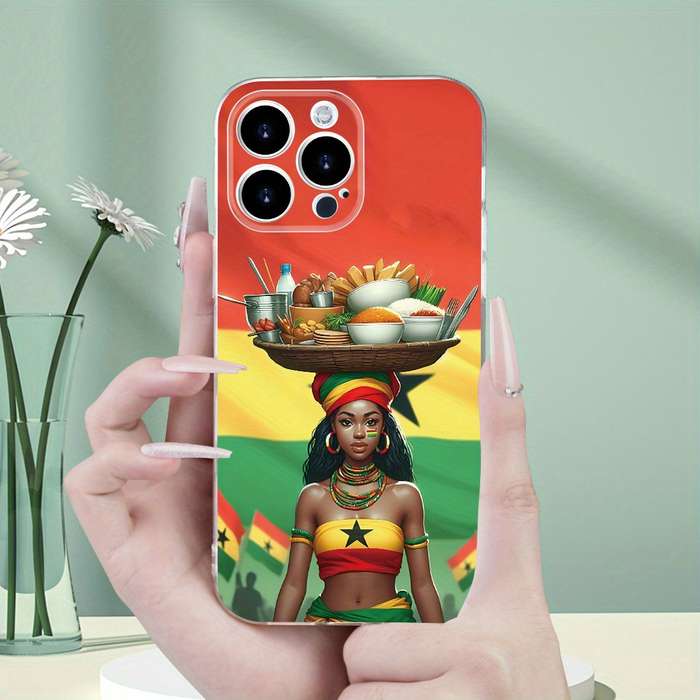 1Pc Transparent For iPhone 15 Plus Beautiful African Girl Phone Case