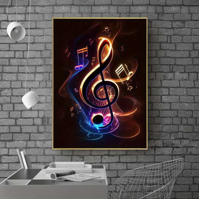 1pc  Vibrant Musical Notes Canvas Art Print Unframed Reusable Wall Decor for Home Office