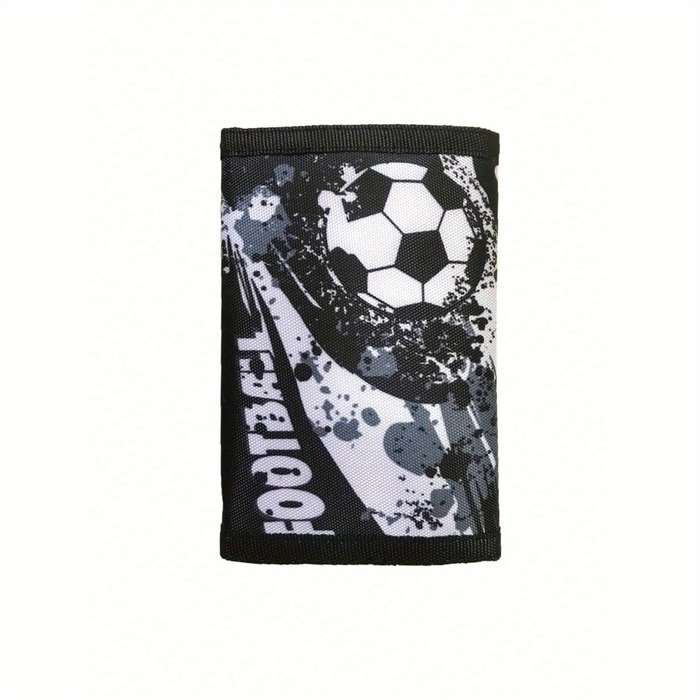1pc Polyester Trifold Wallet for TeensLightweight Unlined with Zip Pocket Football-Themed Desi
