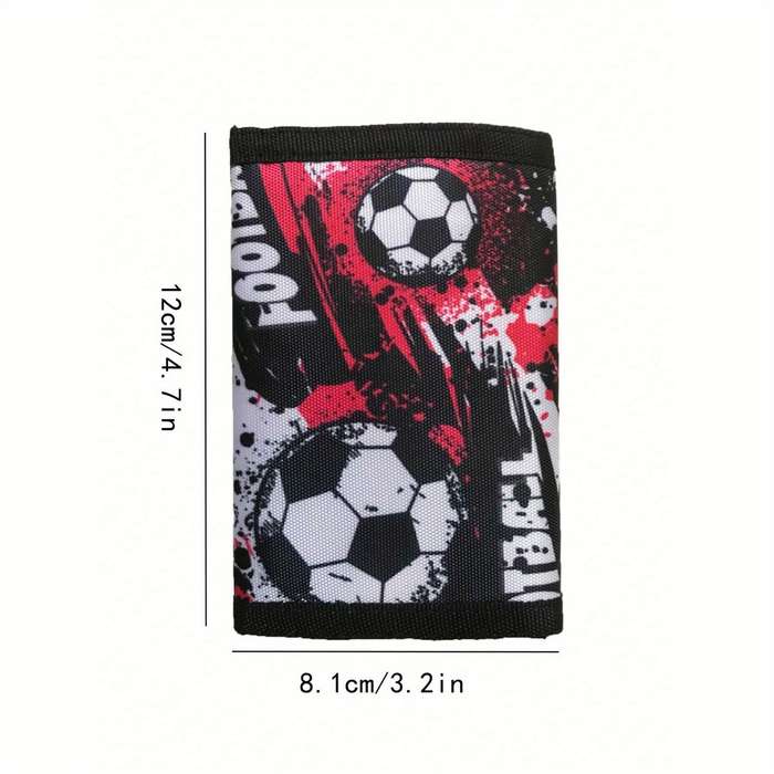 1pc Polyester Trifold Wallet for TeensLightweight Unlined with Zip Pocket Football-Themed Desi