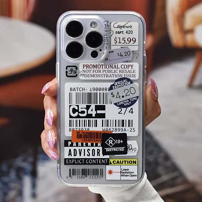 1Pc Transparent For iPhone 7 Plus 8 Plus Label Pattern Phone Case