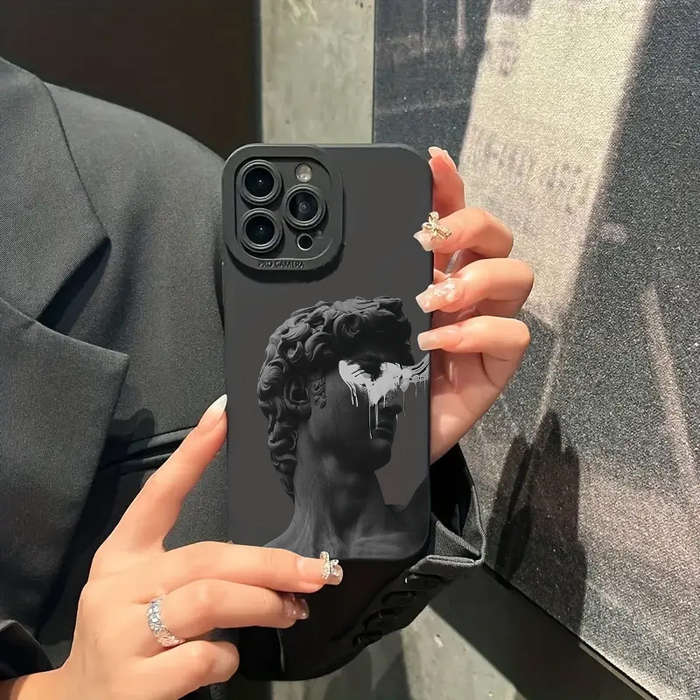 1Pc Black For iPhone 16 Plus Art Aesthetic David Phone Case