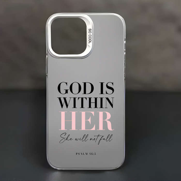 1Pc Silvery For iPhone 14 Words Psalm Christian Phone Case