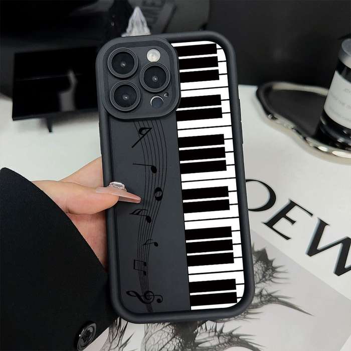 1Pc Black For iPhone 11 Piano Note Phone Case