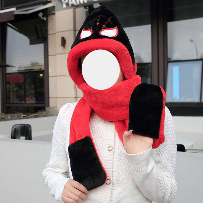 Winter Hat Items Red Hat & Navy Blue Scarf