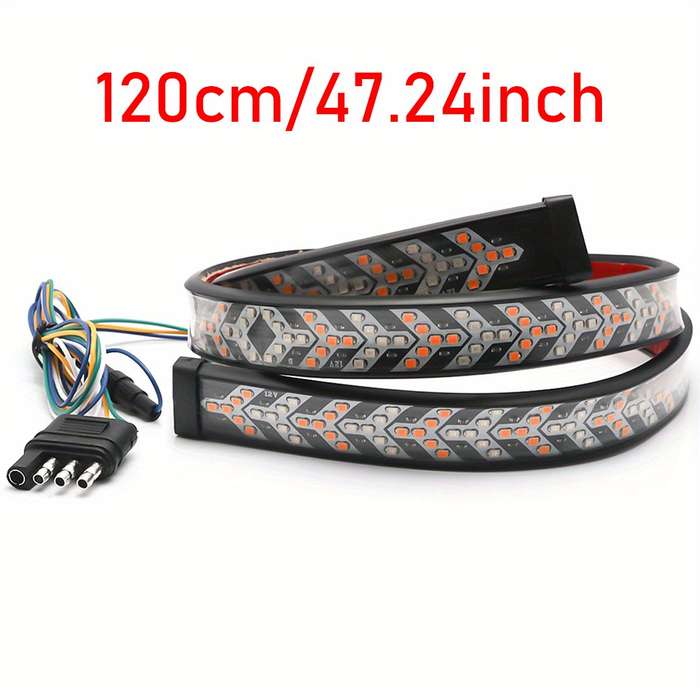 1pc 120cm LED Tailgate Light Bar Strip 12V Flexible Switchback Red Amber Yellow Seque