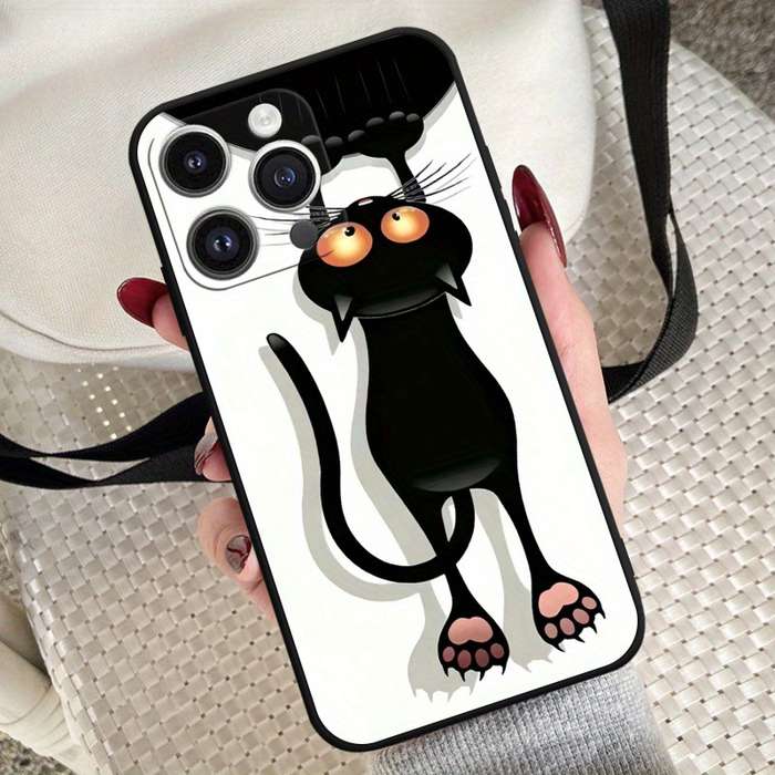 1Pc Mixed Color For iPhone 15 Plus Cartoon Black Cat Phone Case
