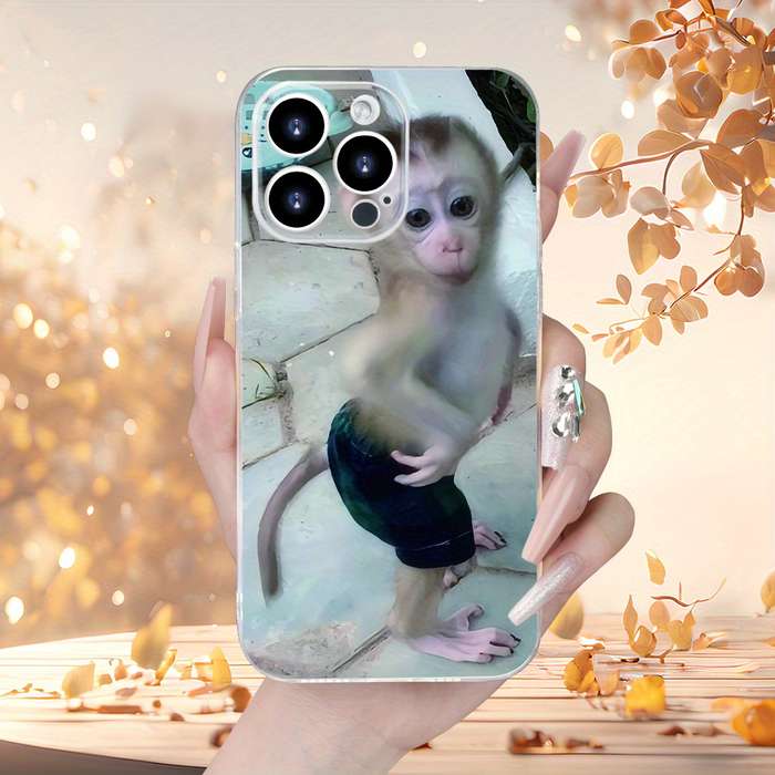 1Pc Transparent For iPhone 16 Plus Funny Monkey Pattern Phone Case
