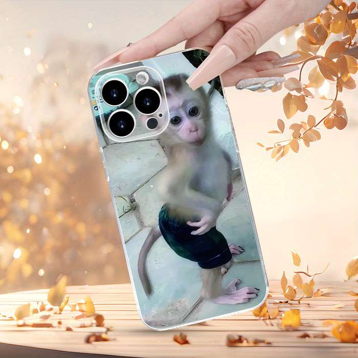 1Pc Transparent For iPhone 16 Plus Funny Monkey Pattern Phone Case