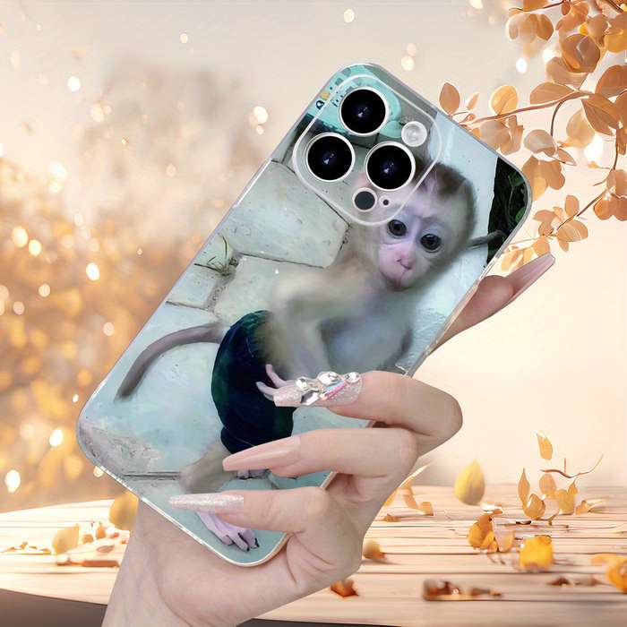 1Pc Transparent For iPhone 16 Plus Funny Monkey Pattern Phone Case