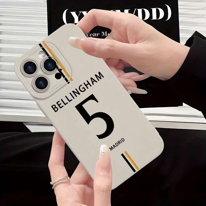 1Pc Ivory White For iPhone 14 Number 5 Pattern Phone Case