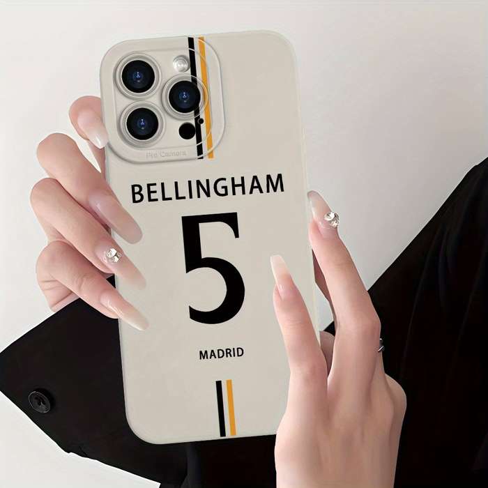 1Pc Ivory White For iPhone 14 Number 5 Pattern Phone Case