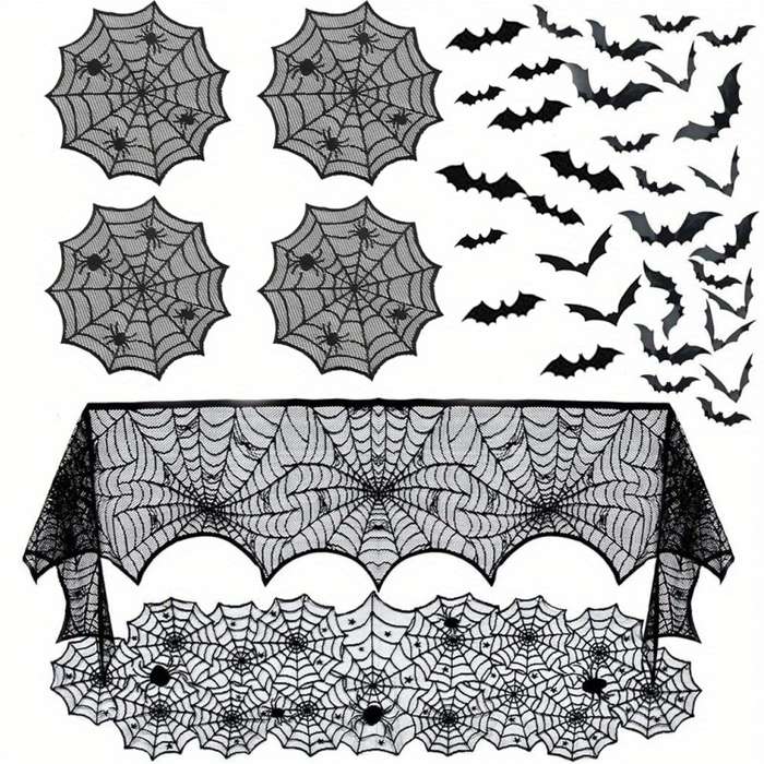 Halloween tablecloth decoration color Black Quantity 22pcs