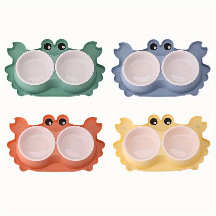 Pet Supplies Color Green Size Plastic Double Bowl