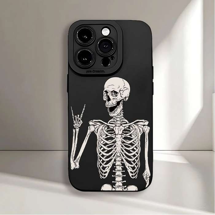 1Pc Black For iPhone 12 Pro Max Skeleton Biye Pattern Phone Case