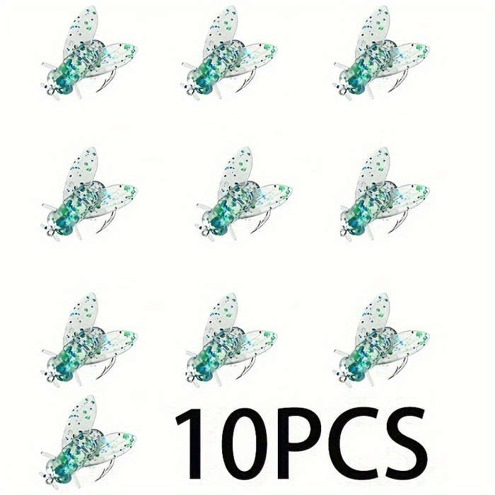 10pcs Bionic Fly Fishing Bait with Wings High-Quality PVC Popper Lures Artificial Insect Bai
