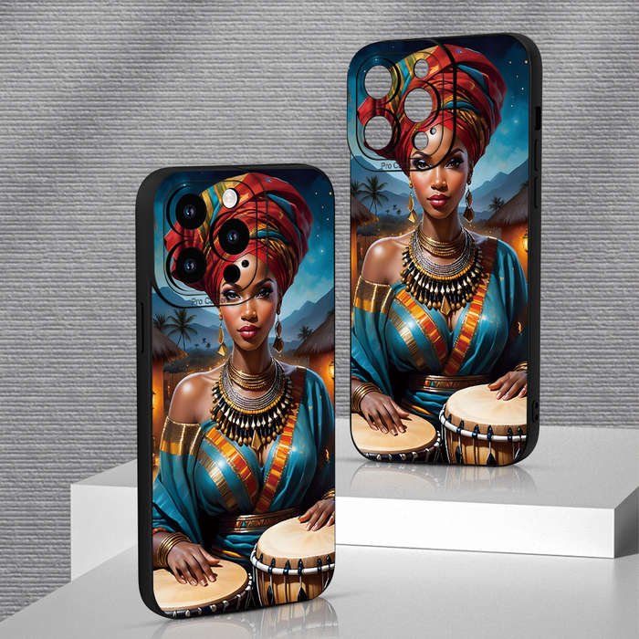 1Pc Black For iPhone 15 Plus African Girl Phone Case
