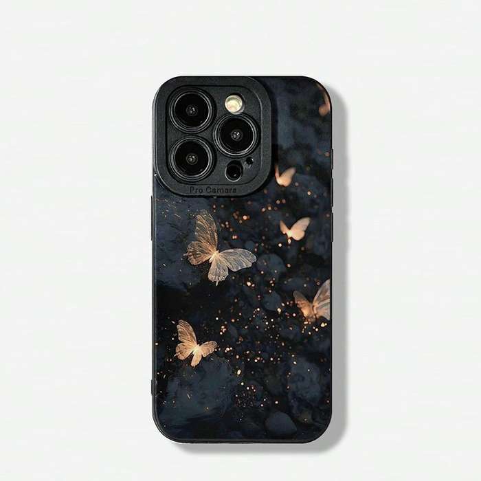 1Pc Black For iPhone 14 Plus Exquisite Butterfly Phone Case