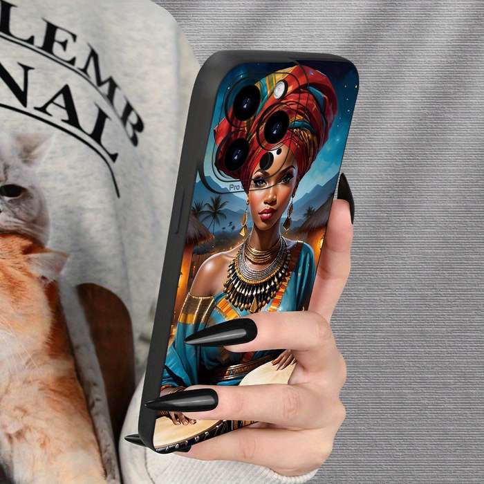 1Pc Black For iPhone 15 Plus African Girl Phone Case