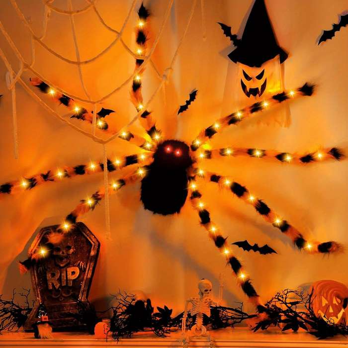Halloween Decorations Color Black Size 150Cm Glowing Spider