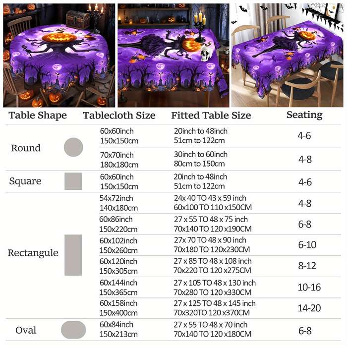 Halloween tablecloth decoration size Rectangle 60x144in or 150x365cm