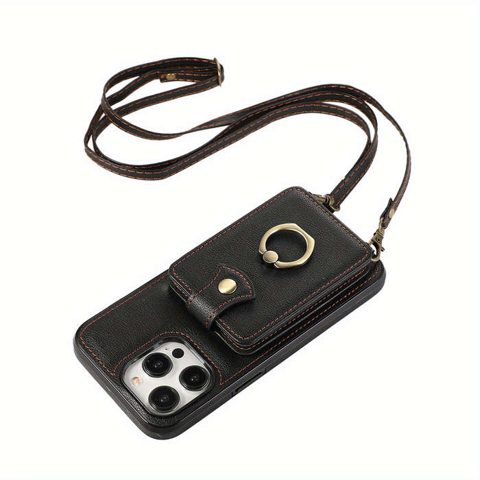 1Pc Black For iPhone 12 Pro Max Protective Case Wallet Phone Case