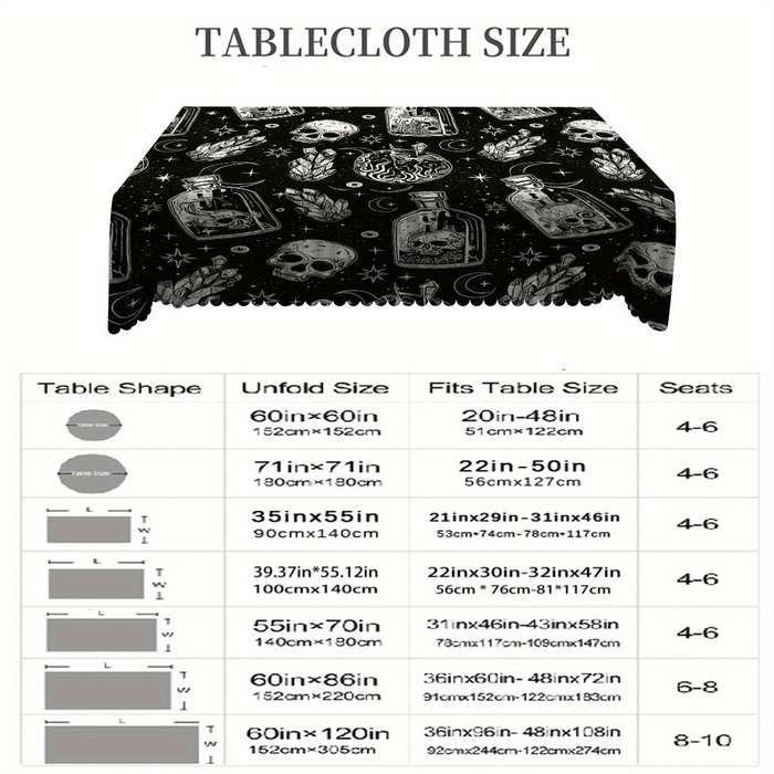 Halloween tablecloth decoration size  152cm x 152cm or round