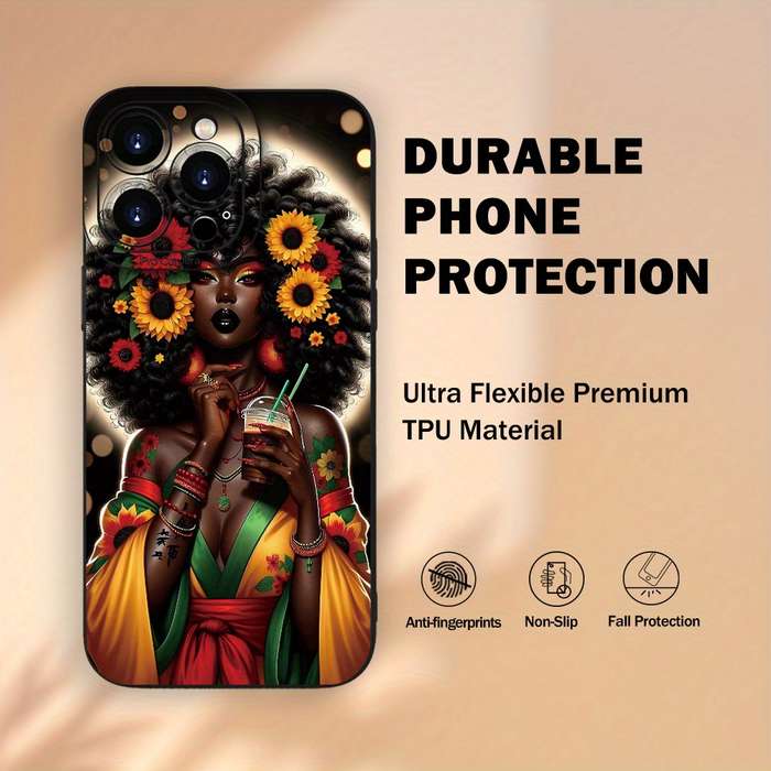 1Pc Black For iPhone 7 8 SE2 SE3 African Girl Phone Case