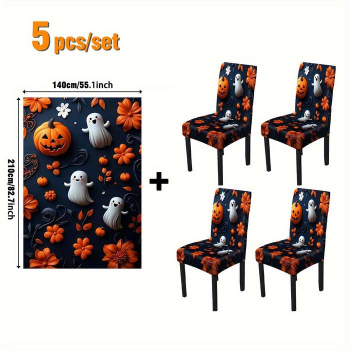 Halloween tablecloth decoration size 7pcs 6pcs Chair Covers add 1pc Tablecloth 140 x 210cm