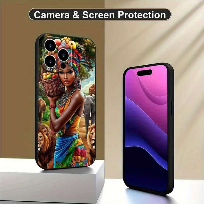1Pc Black For iPhone 12 Pro Max Elegant African Woman Phone Case