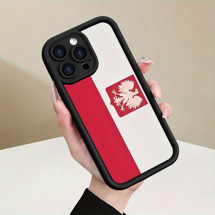 1Pc Black For iPhone XS Max Polish Flag Design Phone Case