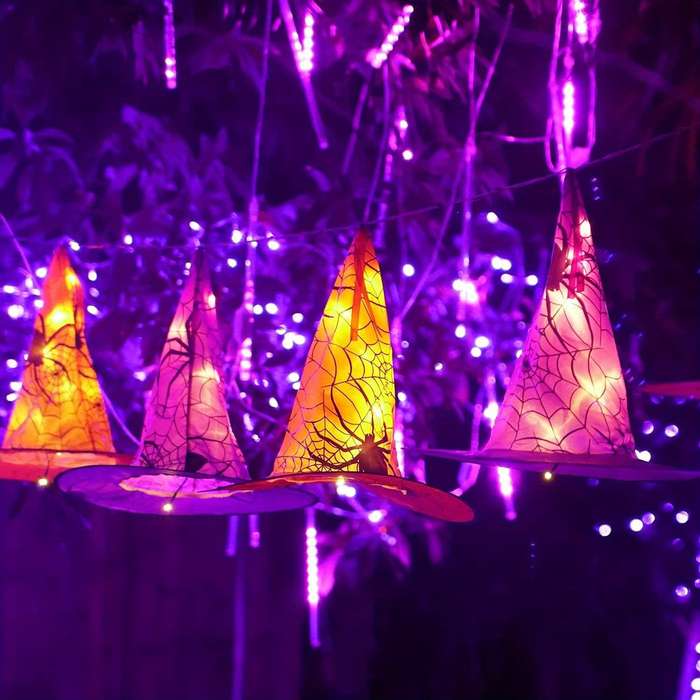 Halloween Decorations Color 3 Purple Add  3 Orange Style Hanging Witch Hat