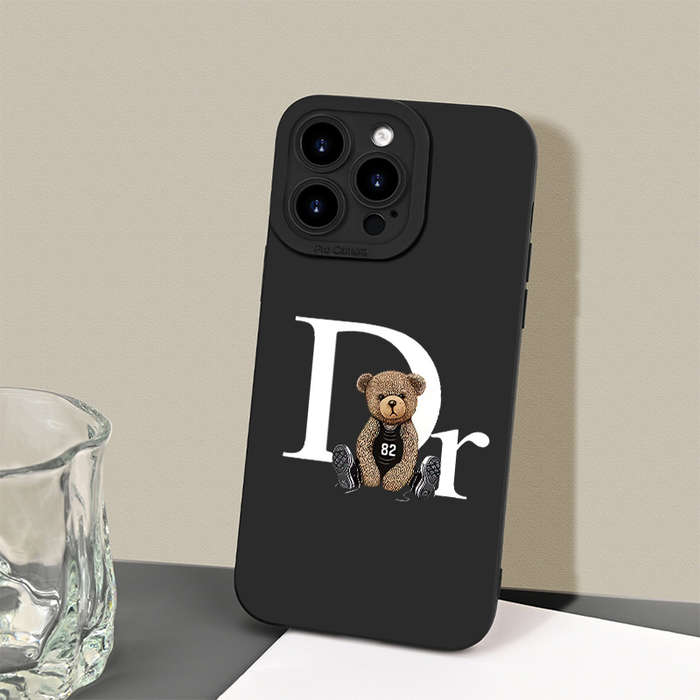 1Pc Black For iPhone XS Max Dr Bear Pattern Phone Case
