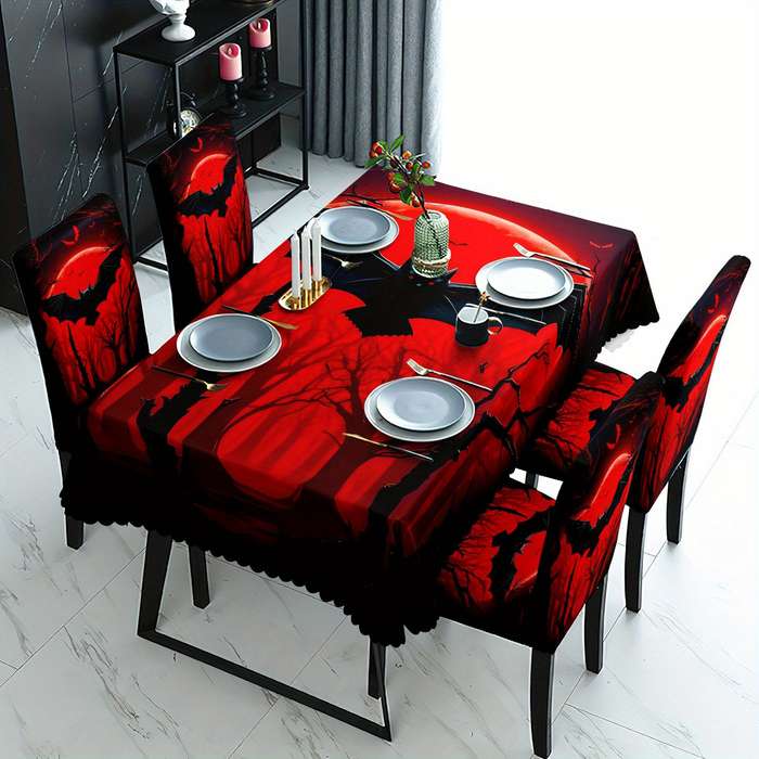 Halloween tablecloth decoration Reddish Black Quantity 6pcs