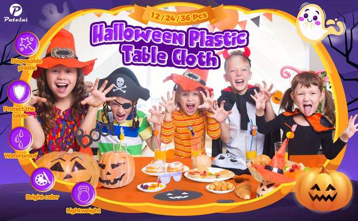 Halloween tablecloth decoration color Black, Orange, Purple 6pcs